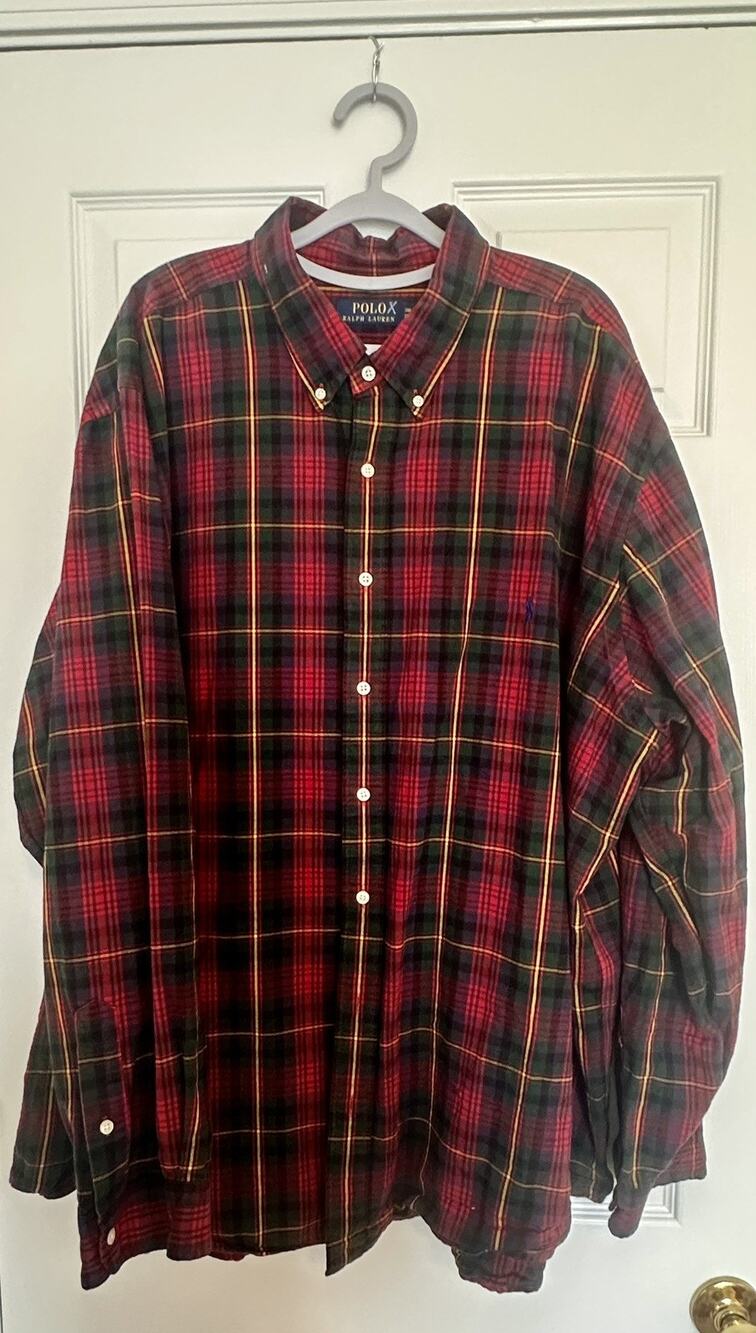 Polo Ralph Lauren Men's 3X Tartan Plaid Button-Down Oxford Shirt Big & Tall